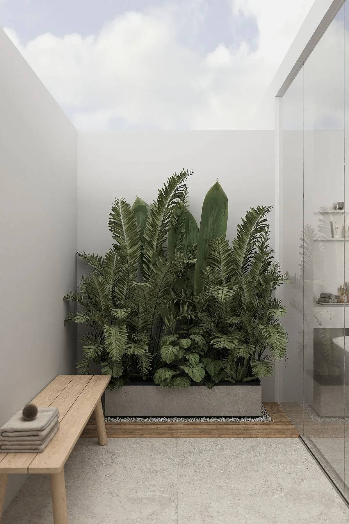 Artist’s rendering of the planted outdoor shower court