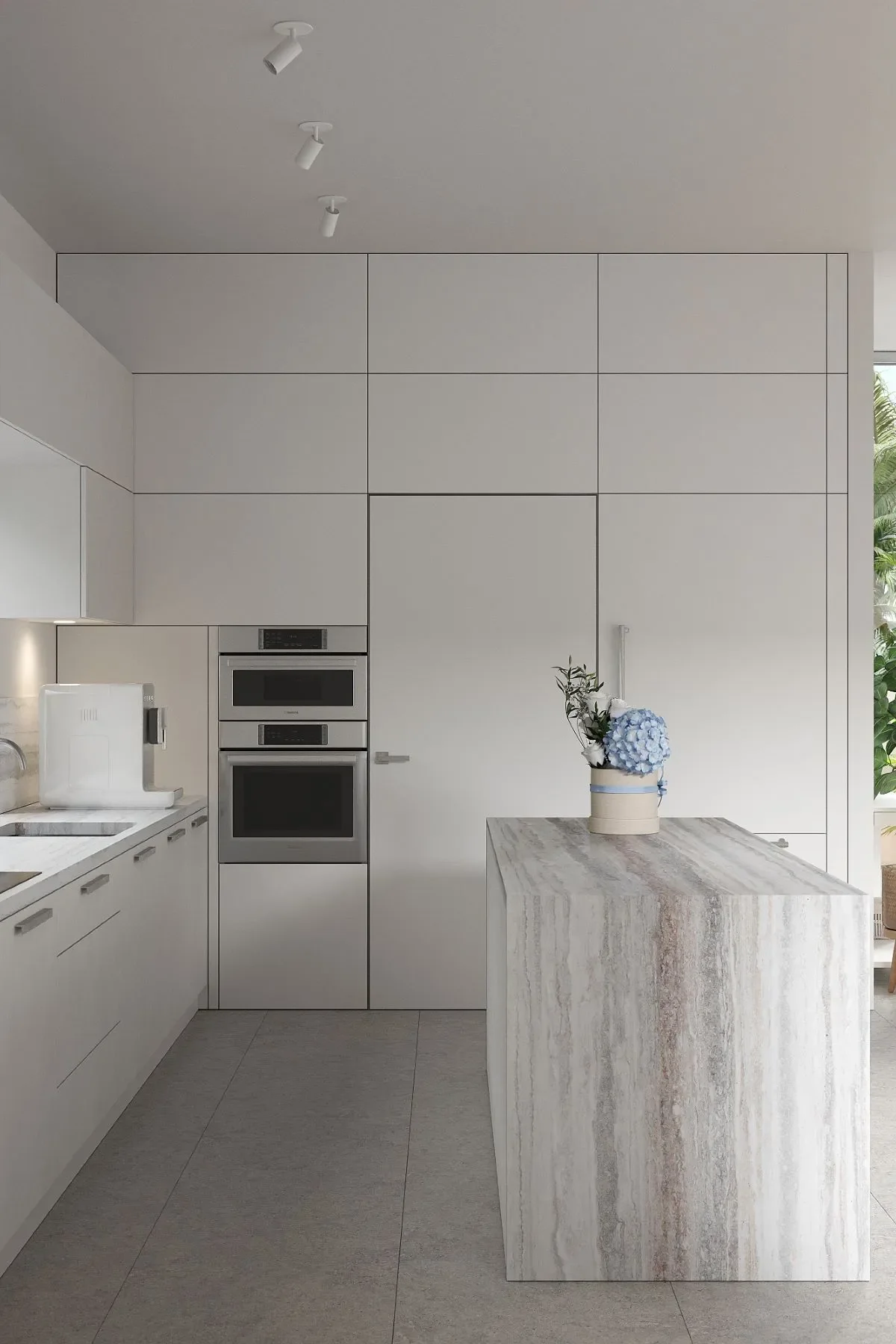 Artist’s rendering of the kitchen island in stone