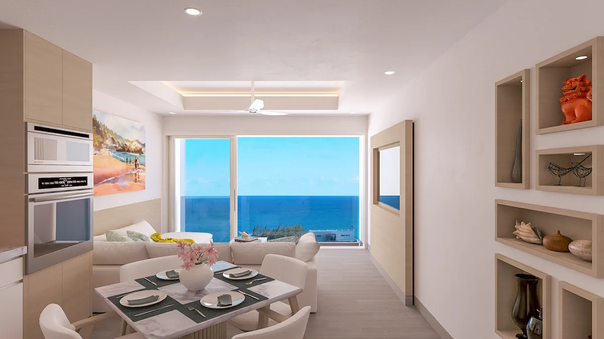 Artist’s rendering of One-Bedroom Residence 5435, The Crane Private Residences, Barbados