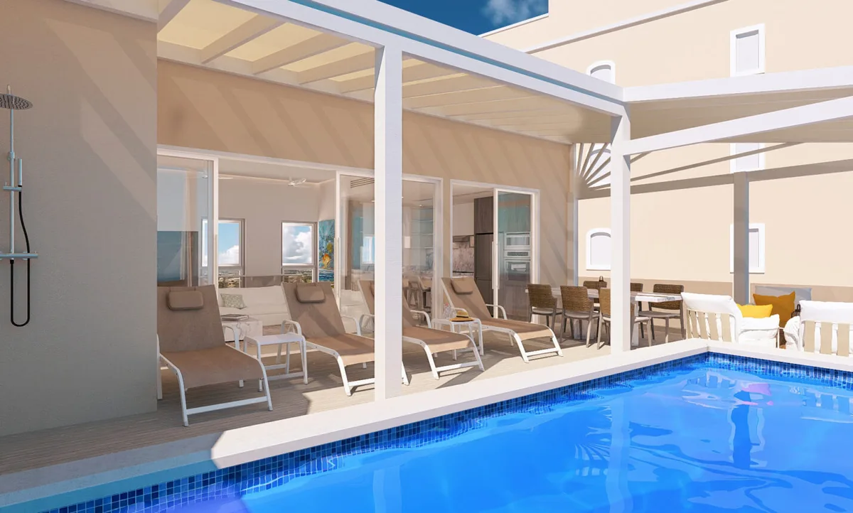 Artist’s rendering of Outer Penthouse 5464, The Crane Private Residences, Barbados
