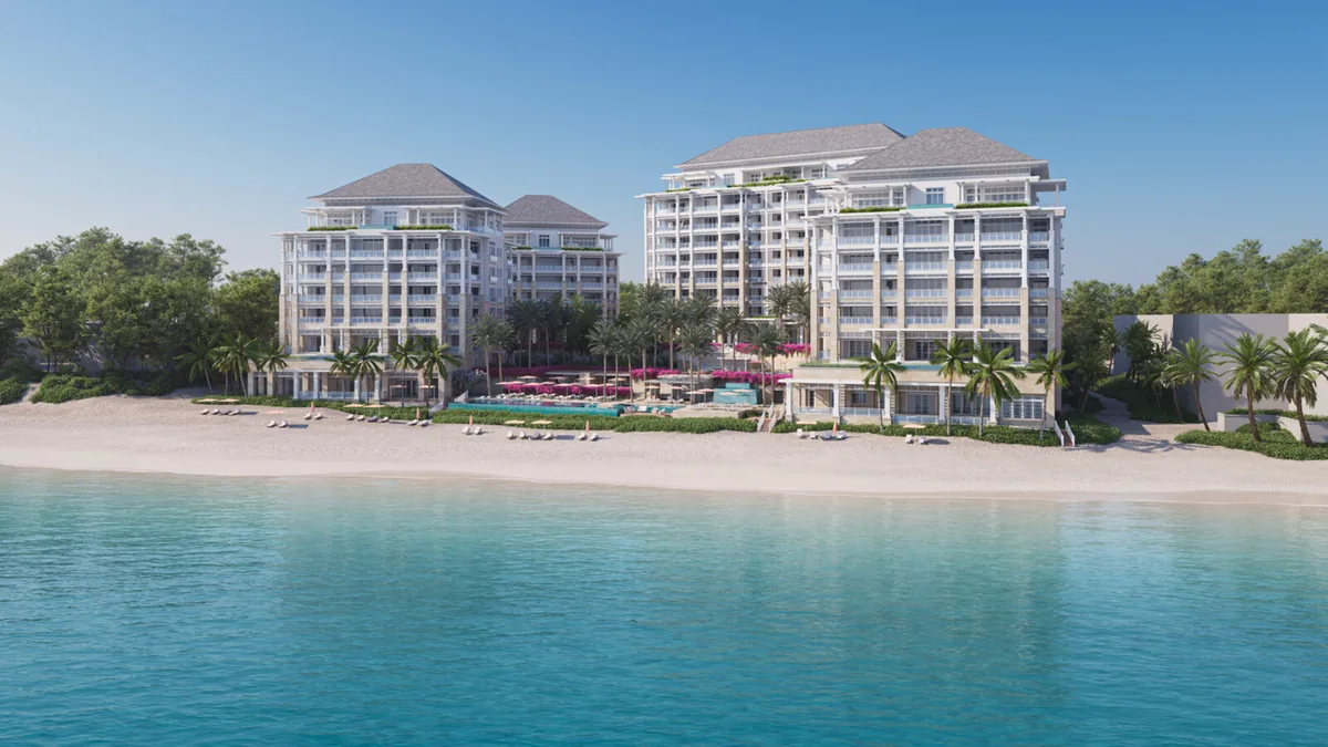 Artist’s rendering of the residences and the beach from the air