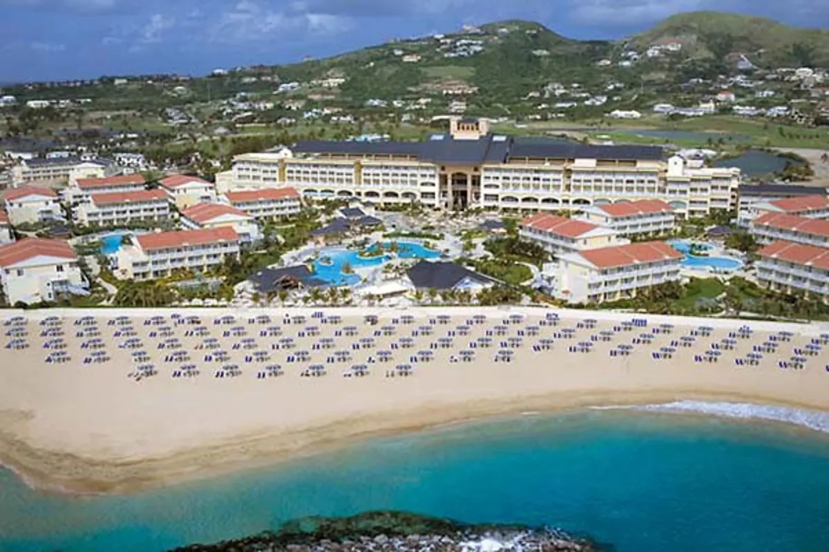 The resort and Frigate Bay beach from the air, St Kitts