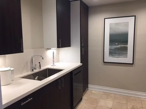 the kitchen sink and prep counter