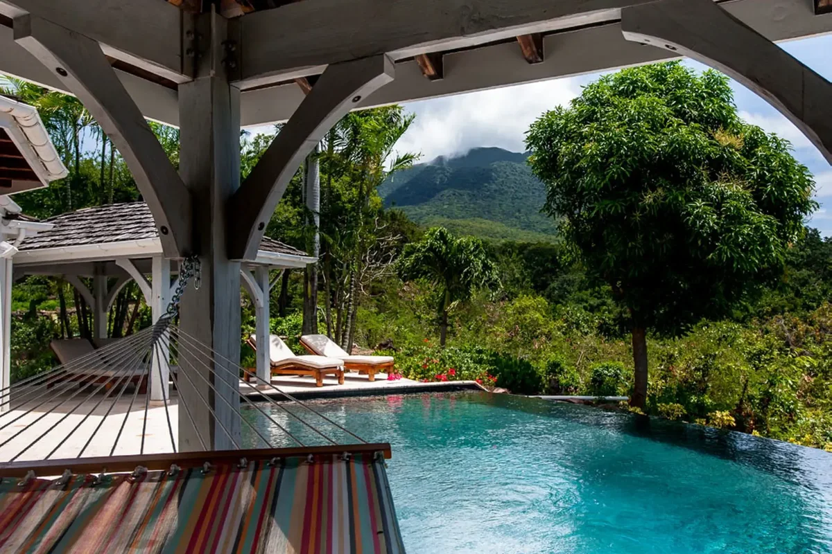 The pool deck looking to the hills