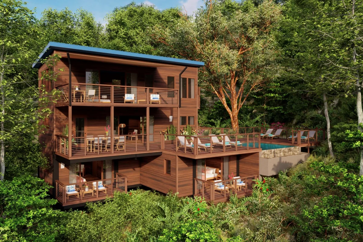 Artist’s rendering of Residences at Secret Bay โ Cliffside Kampesh II, Dominica
