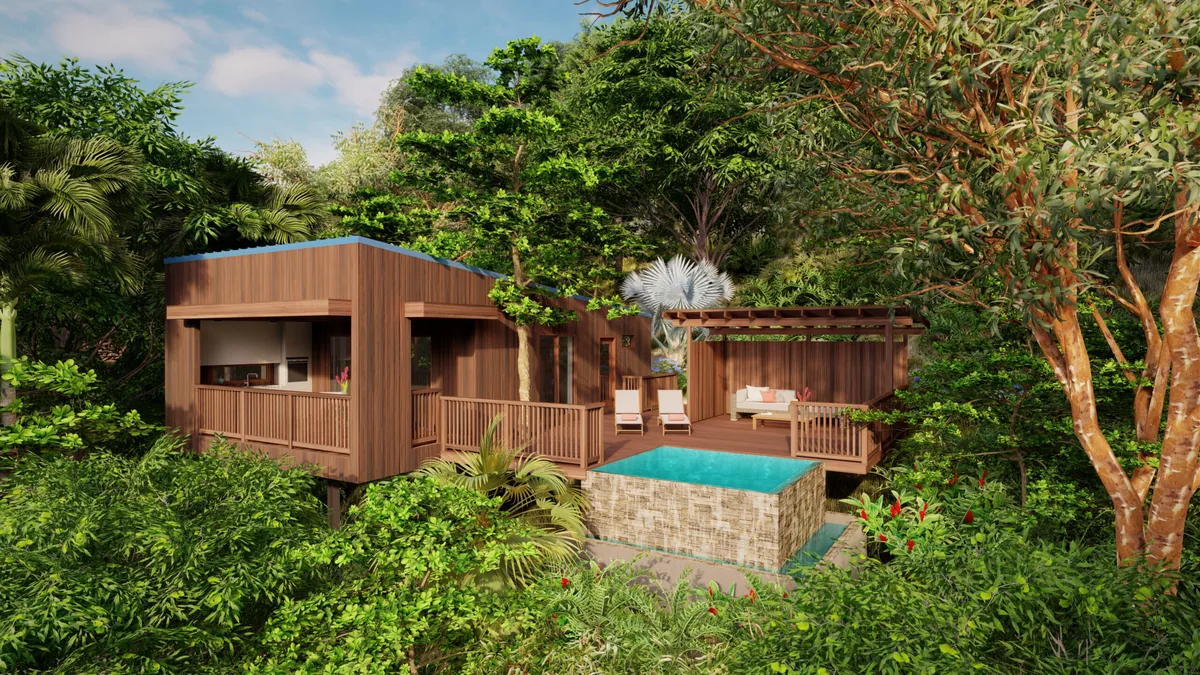 Artist’s rendering of Residences at Secret Bay โ Mapou Waterfront Villa IV, Dominica